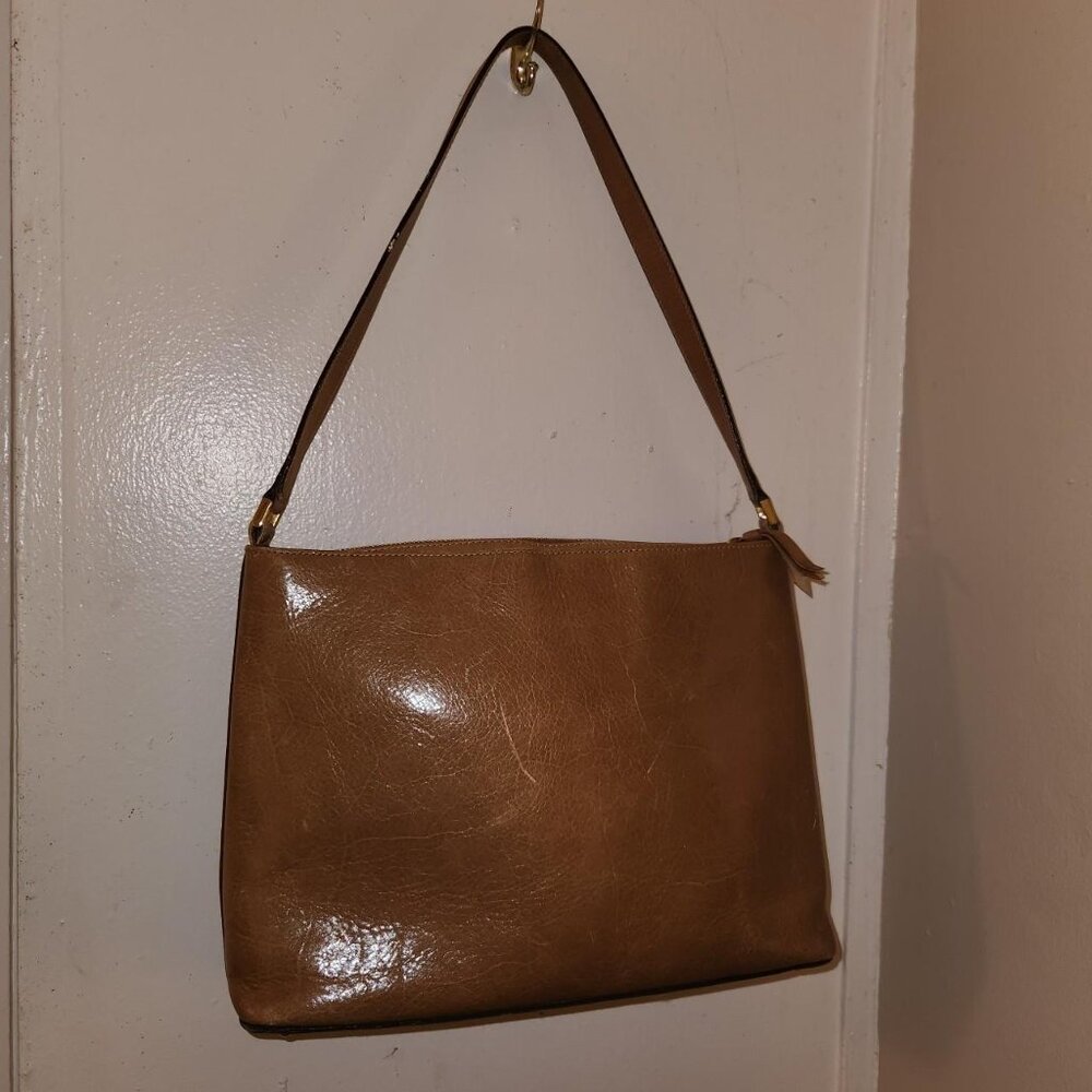 Vintage 90s Kate Spade New York Caramel Brown/Tan Leather Shoulder Bag! - Picture 6 of 8